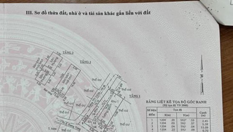 Bán nhà Quang Trung HM, 158m2, lô góc, 2L, 3 PN, N9m, Đ. 6m giá chỉ 6.x tỷ