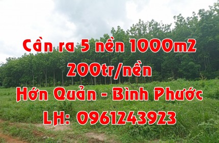 SỈ 5 NỀN 200TR/NỀN/1000M2 TẠI HỚN QUẢN, BÌNH PHƯỚC