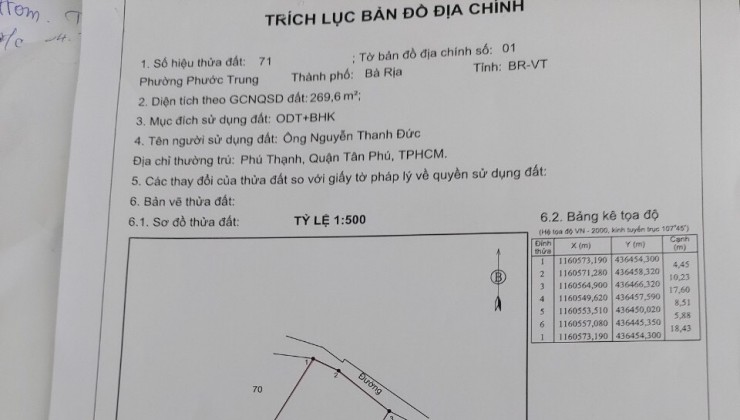 CHÍNH CHỦ Cần Bán Gấp Nhà Vị Trí Đẹp Tại P. Phước Trung, TP Bà Rịa, Bà Rịa Vũng Tàu