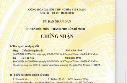 CHÍNH CHỦ BÁN LÔ ĐẤT TẠI Đường Xuân Thới Sơn 12, Xã Xuân Thới Sơn, Hóc Môn, TP.HCM