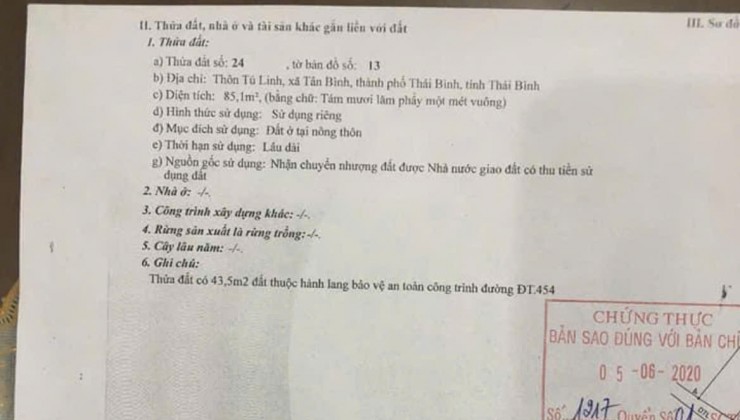 NHÀ CHÍNH CHỦ - GIÁ TỐT - Vị Trí Đẹp Tại Thôn Tú Linh, Xã Tân Bình, TP Thái Bình