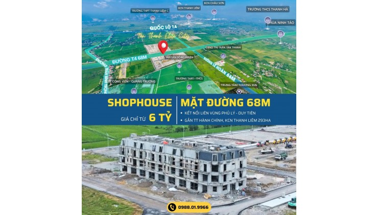 Mở bán Đất nền liền kề, biệt thự và shophouse mặt đường trục kinh tế T4 68m tại khu đô thị kiểu mẫu Tân Thanh Elite City, cạnh Trung tâm hành chính