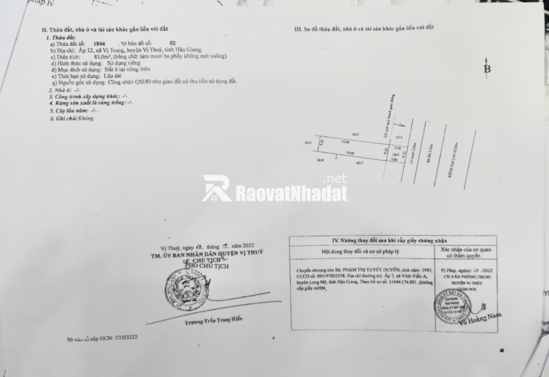 Cần bán gấp nhà và nhà tại chợ Vị Trung, huyện Vị Thuỷ, tỉnh Hậu Giang (có 83m thổ cư). Giá: 1tỷ