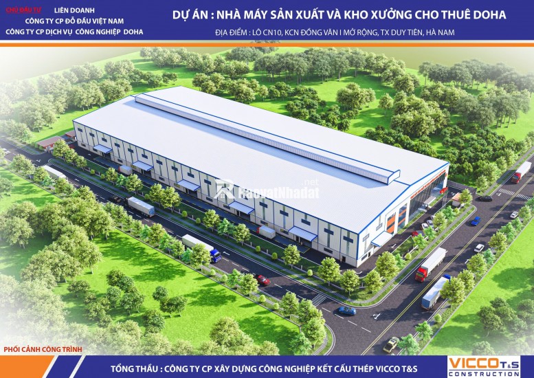 Cho thuê kho xưởng sản xuất, chứa hàng tại KCN Đồng Văn- Hà Nam. DT 10.000m2 . LH/ 0866683628