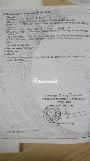 Bán đất siêu đẹp Mặt tiền đường Nguyễn Thị Đăng, Huyện Củ chi - Đất đầu tư Huyện Củ Chi