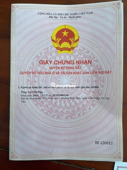 CHÍNH CHỦ BÁN LÔ ĐẤT NGAY KHU VỰC 7 - QUẬN BÌNH THUỶ - TP CẦN THƠ . GIÁ CỰC TỐT