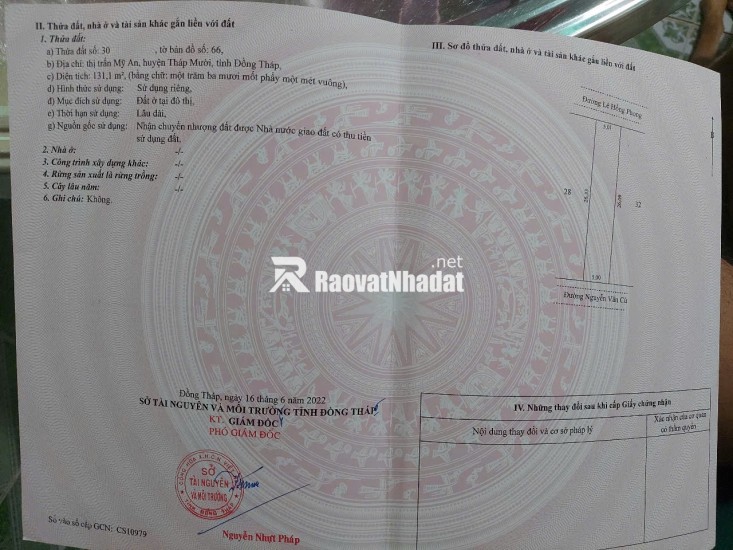 Chính Chủ Bán Đất 2 Mặt Tiền Thị Trấn Mỹ An Đồng Tháp Giá Giảm 550tr