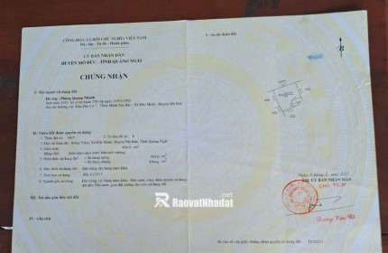 Bán Đất trồng cây lâu năm 454M2 Mộ Đức Quảng Ngãi Giá Bán 190 Triệu