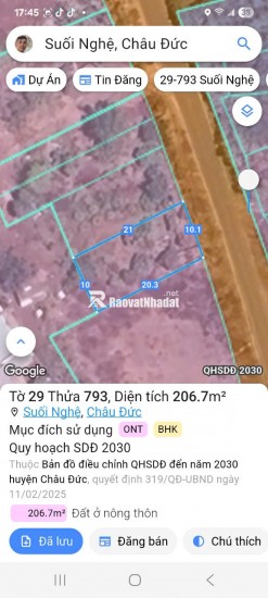  Bán đất 100m² thổ cư + 120m² CLN – sổ riêng – mặt tiền đường nhựa Suối Nghệ Châu Đức – Giá chỉ 2 tỷ TL!