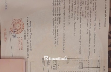 Bán  đất biệt thự Cái Dăm - Phường Bãi Cháy -Thành phố Hạ Long.