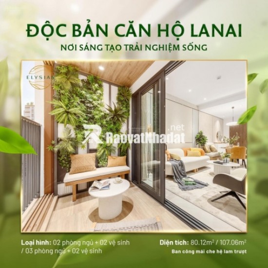 Căn hộ Elysian quận 9, rổ hàng đa dạng các căn từ 1,2,3PN giá tốt view đẹp, mua ngay trực tiếp CĐT, CK 8%, Thanh toán 5% ký HĐMB