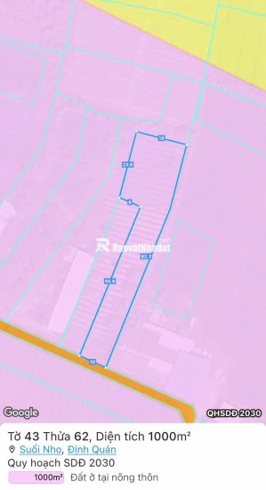Bán đất vườn 1000m² tại Suối Nho, Định Quán – Pháp lý rõ ràng, giá 990 triệu