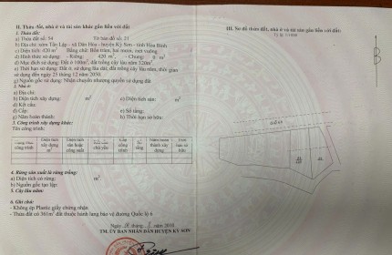  ĐẤT VÀNG MẶT ĐƯỜNG QL6 – 420m², GIÁ CHỈ 7 TỶ! KỲ SƠN, TP HÒA BÌNH