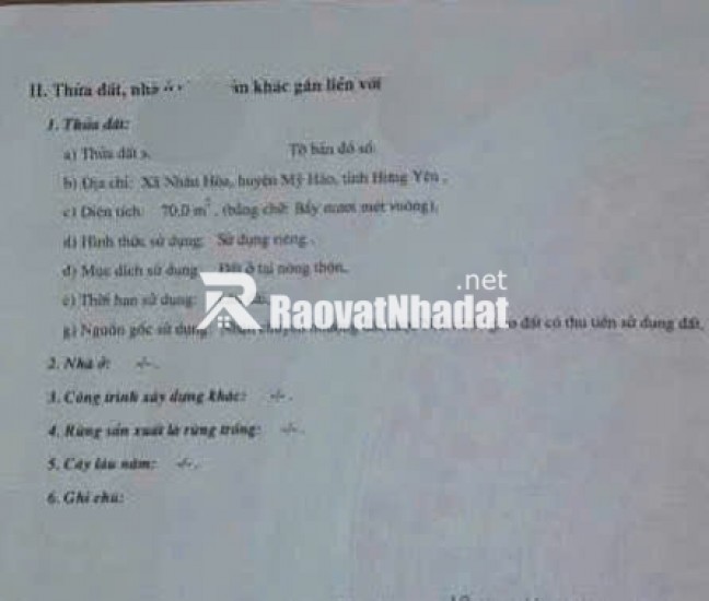 Bán đất: Duy nhất 1 lô tại bến xe Mỹ Hào, Hưng Yên.