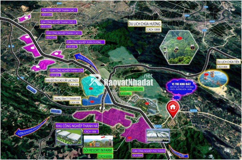 Khu đất tại Phú Thành, Lạc Thủy, Hòa Bình. Điểm nhấn vị trí nằm sát các Resort và CCN lớn trọng điểm tại Phú Thành