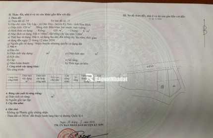 MẶT TIỀN QL6 HOÀ BÌNH - 420M² SỔ ĐỎ SẴN, GẦN CAO TỐC, CHỈ 7 TỶ.