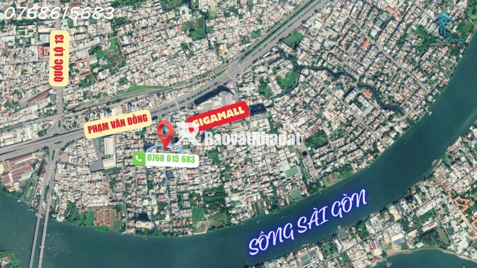 Bán mặt tiền KD gần bên Gigamall Phạm Văn Đồng, 2 tầng, 90m2, đường 12m, sổ hồng, giá 13 tỷ TL