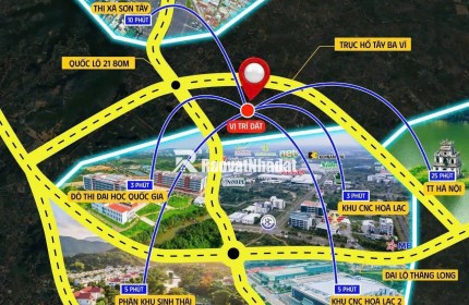 Đất tại khu Công nghệ cao Hòa Lạc, vị trí giáp Quốc lộ 21, cổng trường trường ĐH Quốc Gia Hà Nội, gần ĐH FPT. Diện tích 100m², giá 36 triệu/m².