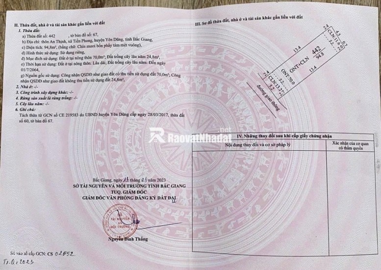 SỔ ĐỎ CHÍNH CHỦ – 94.8m² GIÁ CHỈ 1 TỶ XXX – Ô TÔ VÀO TẬN ĐẤT – GẦN KCN