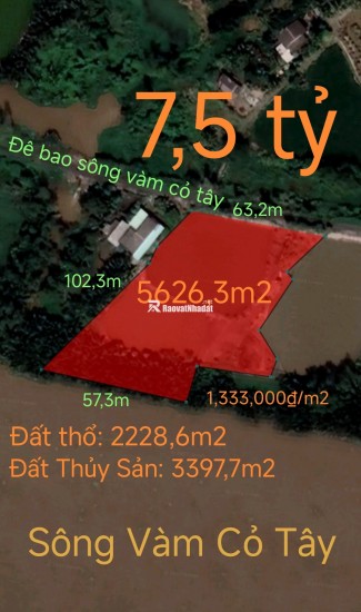 Bán lô đất thổ phân lô mặt tiền đê bao giá 7,5 tỷ