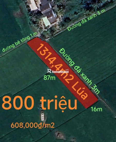 Bán gấp lô đất lúa hai mặt tiền xã Đức Tân giá 800 triệu