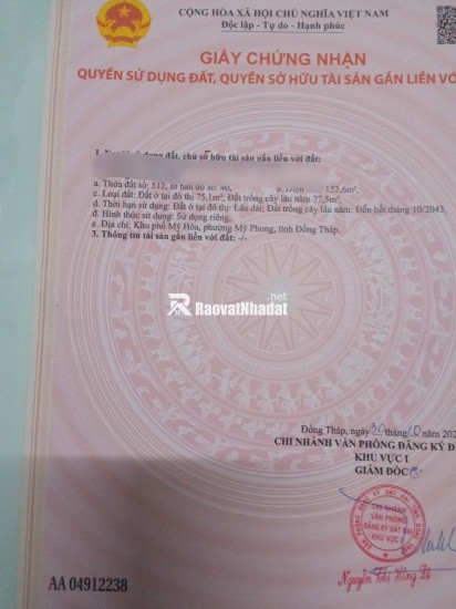 ĐẤT ĐẸP GIÁ TỐT – KHU PHỐ MỸ HÒA, MỸ PHONG