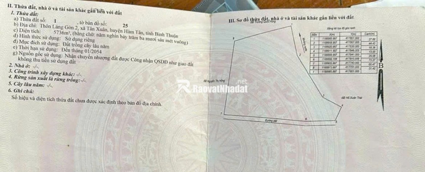 BÁN ĐẤT VƯỜN GIÁ TỐT – SỔ RIÊNG – HÀM TÂN, BÌNH THUẬN