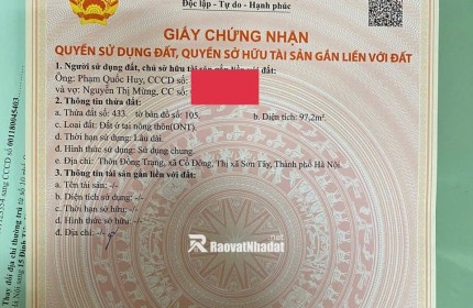 bà xã ck em cần bán mảnh đất full thổ cư- Đoài Phương, Sơn Tây, HN (Em không tiếp  kinh doanh, cần tìm khách mua ạ)