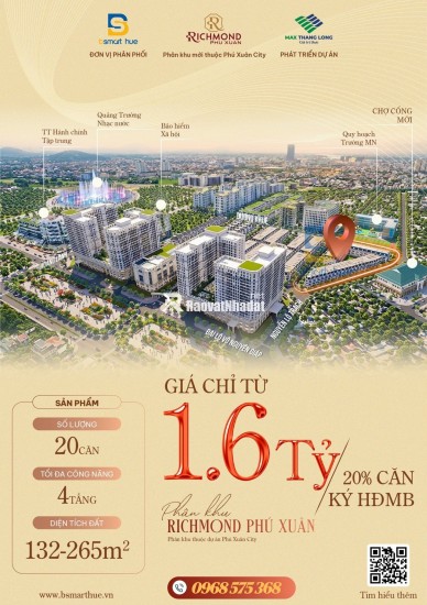 CHÍNH THỨC CÔNG BỐ GIÁ DỰ KIẾN RICHMOND PHÚ XUÂN  – ĐỘC QUYỀN 20 CĂN THƯƠNG MẠI GIAI ĐOẠN 1