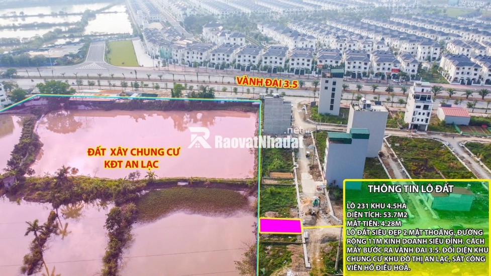 Thanh khoản lô đất cực hiếm khu đất dịch vụ 4.6 ha Vân Canh sát An Lạc Symphony 3 bước chân ra vành đai 3.5 kinh doanh tốt