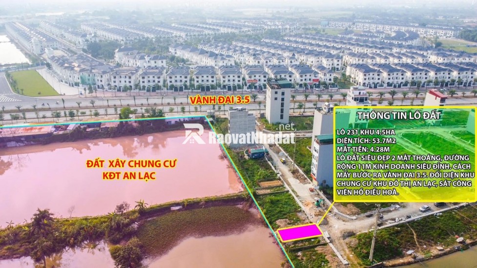 Thanh khoản lô đất cực hiếm khu đất dịch vụ 4.6 ha Vân Canh sát An Lạc Symphony 3 bước chân ra vành đai 3.5 kinh doanh tốt