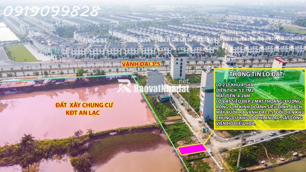 Chính chủ bán lô đất cực hiếm khu đất dịch vụ 4.6 ha Vân Canh sát An Lạc Symphony 3 bước chân ra vành đai 3.5 kinh doanh tốt