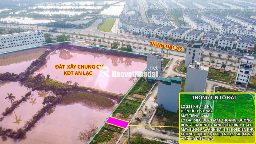 Thanh khoản lô đất cực hiếm khu đất dịch vụ 4.6 ha Vân Canh sát An Lạc Symphony 3 bước chân ra vành đai 3.5 kinh doanh tốt