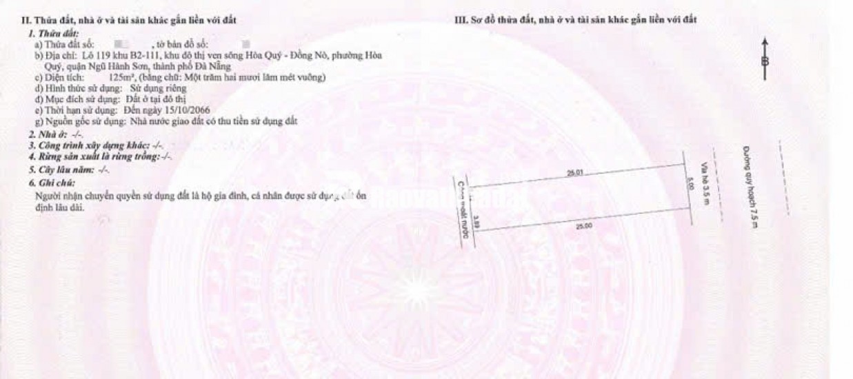CẦN BÁN ĐẤT ĐƯỜNG BỜ QUAN 3 KHU NAM HOÀ XUÂN 125M2 - 6.8 TỶ. LH:0334681909.