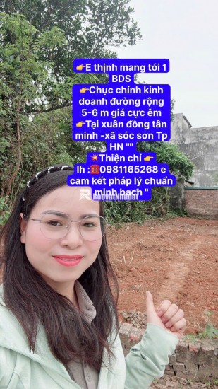 CHỤC CHÍNH KINH DOANH TẠI XUÂN ĐỒNG TÂN MIMH -XÃ SÓC SƠN THÀNH PHỐ HN - DIỆN TÍCH 103,8 M -KHUÔN THỬA ĐẸP -RÀNH CHO NHÀ ĐẦU TƯ THÔNG THÁI