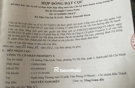 CHÍNH CHỦ BÁN CĂN HỘ 1 PN+1, 35.98M2, DỰ ÁN MOONLIGHT CENTRE POINT, QUẬN BÌNH TÂN, HCM