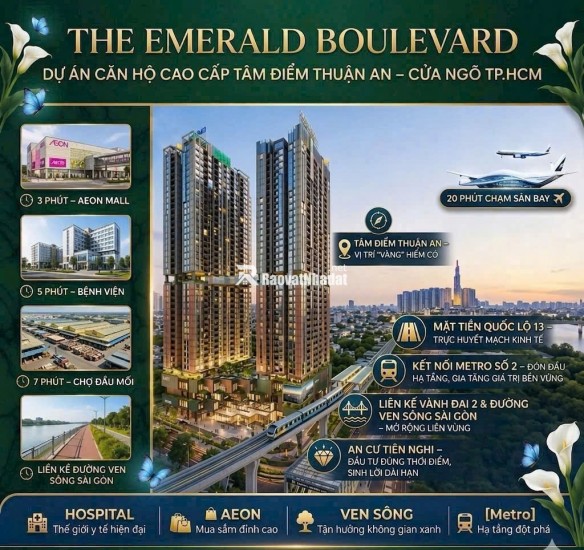 THE EMERALD BOULEVARD - CĂN HỘ CAO CẤP MẶT TIỀN QL13. BOOKING CHỈ 50 TRIỆU - HOÀN LẠI 100%. LH:0978007184.