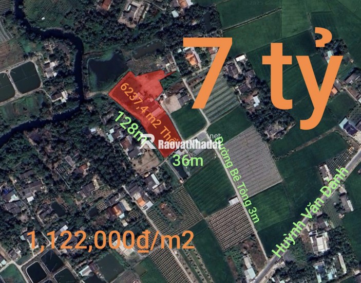 Bán đất thổ xã Vàm Cỏ gần Quốc Lộ 50B giá 7 tỷ