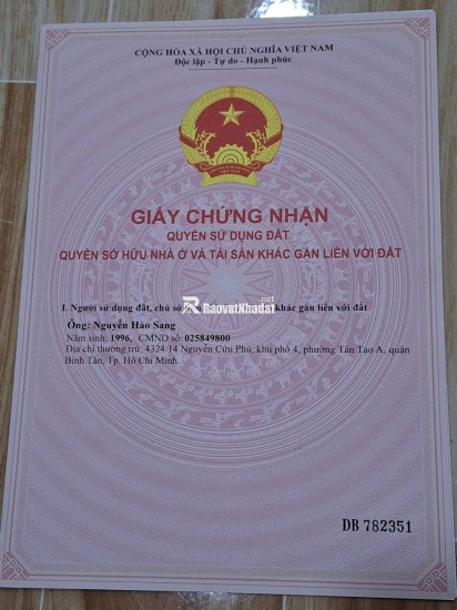 BÁN NHÀ PHƯỜNG TÂN TẠO A, BÌNH TÂN – 55M2 - SẴN SHR - 4.9 TỶ. LH:0938800325