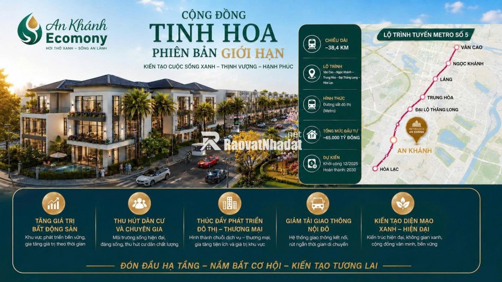 Liền kề 2 mặt tiền.Dự án hót Ecomony giá bán 15 tỷ/70m2