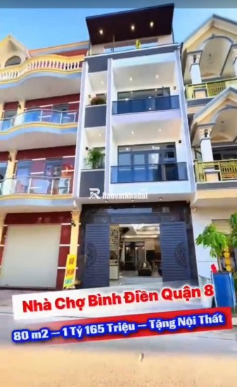 BÁN NHÀ NGAY CHỢ BÌNH ĐIỀN QUẬN 8. DT80 M2 - SHR - CHỈ 1TỶ165TR. LH:0785448683.