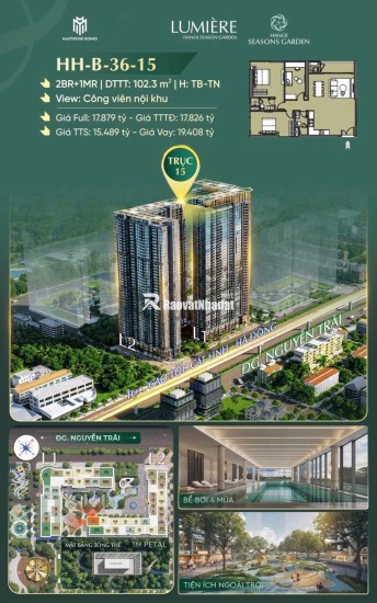 The Bloom  Căn 2BR+1 Hướng Đông Bắc – Tây Nam, View Công Viên Nội Khu Thoáng Đẹp