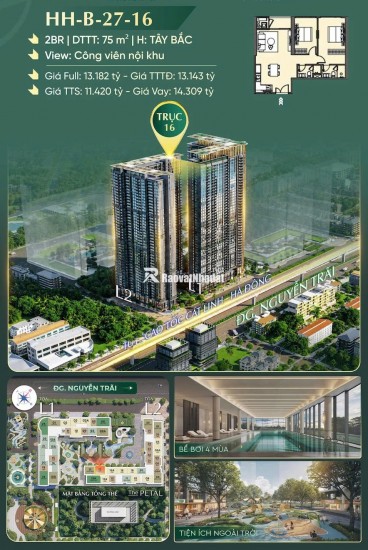 CĂN 1PN  HH-B-16-21  HANOI SEASONS GARDEN: LỰA CHỌN ĐẦU TƯ THÔNG MINH