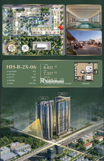  CHỐT ĐƠN LIỀN TAY CĂN 1PN- HHB-22-06 - HANOI SEASONS GARDEN 