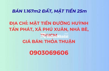 Bán 1.167m² đất mặt tiền đường Huỳnh Tấn Phát, xã Phú Xuân, Nhà Bè, Tp.HCM, Pháp lý đầy đủ