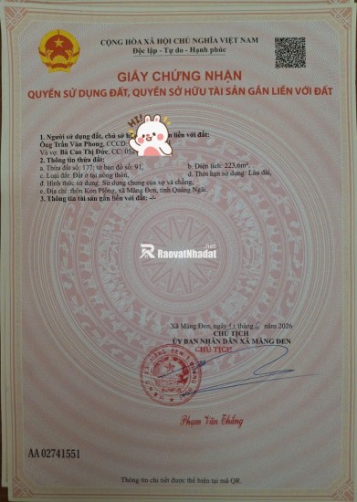 BÁN ĐẤT FULL THỔ CƯ TẠI MĂNG ĐEN – QUẢNG NGÃI