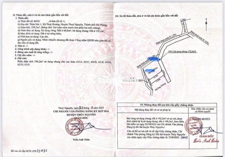 CHÍNH CHỦ BÁN ĐẤT THÔN NÚI 1 – GẦN VLASTA VĂN PHÚ, THỦY NGUYÊN, HẢI PHÒNG