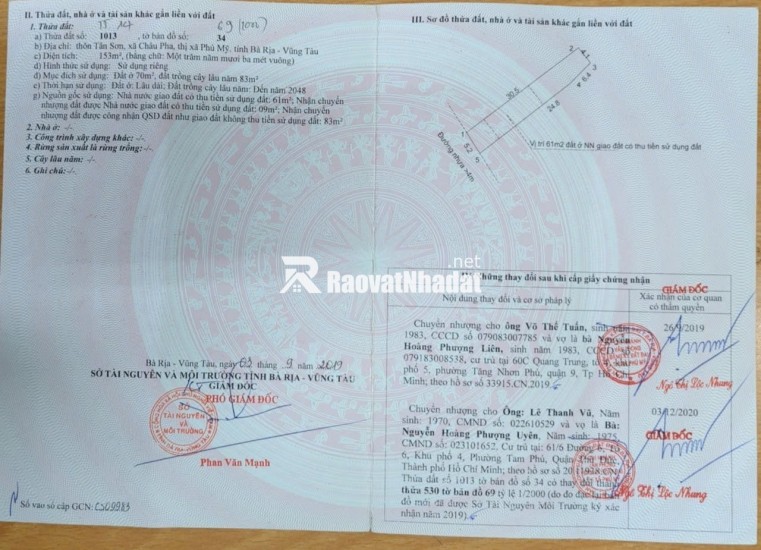 BÁN ĐẤT TẠI CHÂU PHA-TPHCM, DT 153M2 SHR 1.180 TỶ. LH:0913976848 - A TOẠI (CHÍNH CHỦ)