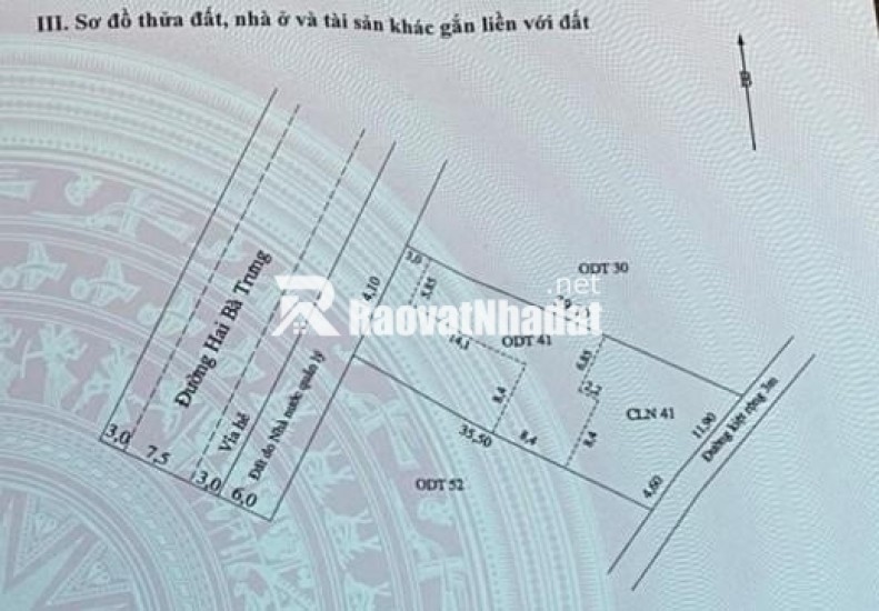 BÁN 564,6 M2 ĐẤT MẶT TIỀN ĐƯỜNG HAI BÀ TRƯNG – PHƯỜNG HỘI AN – LH:0915437069.