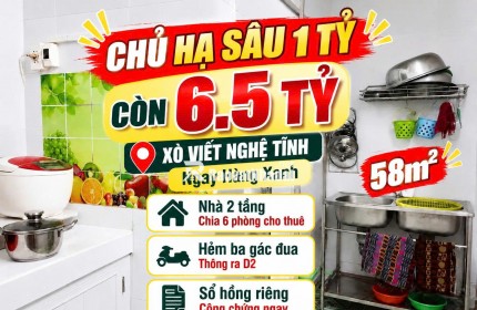 Bán  nhà XVNT ,Bình Thạnh, ngay hàng xanh.Chủ hạ 1 tỷ còn 6.5 tỷ- 58m2